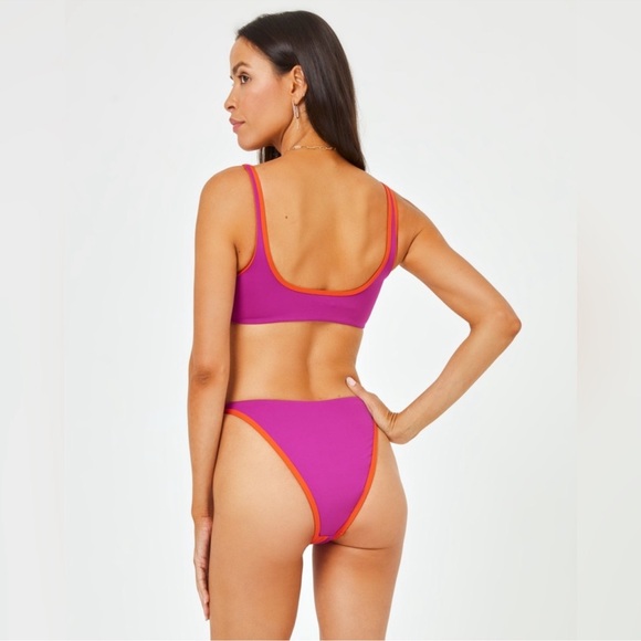 L*Space Cardi Bikini Top & Jada High Waist Bottoms Bikini Set Berry Pimento XS - Picture 3 of 12